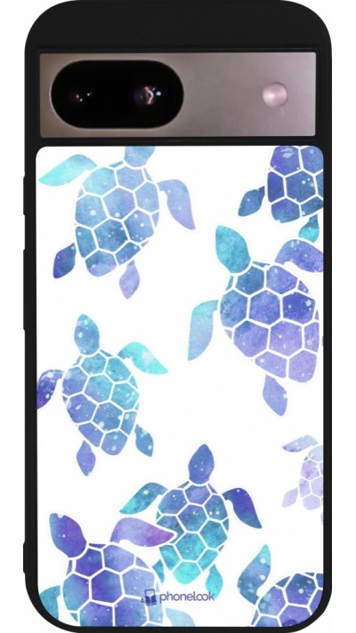 Coque Google Pixel 8a - Silicone rigide noir Turtles pattern watercolor