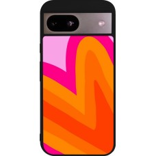 Coque Google Pixel 8a - Silicone rigide noir Valentine 2024 heart gradient