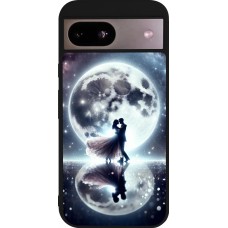 Coque Google Pixel 8a - Silicone rigide noir Valentine 2024 Love under the moon