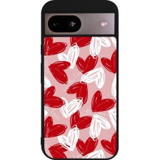 Coque Google Pixel 8a - Silicone rigide noir Valentine 2024 with love heart