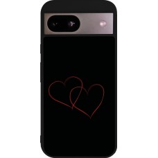 Coque Google Pixel 8a - Silicone rigide noir Valentine 2023 attached heart