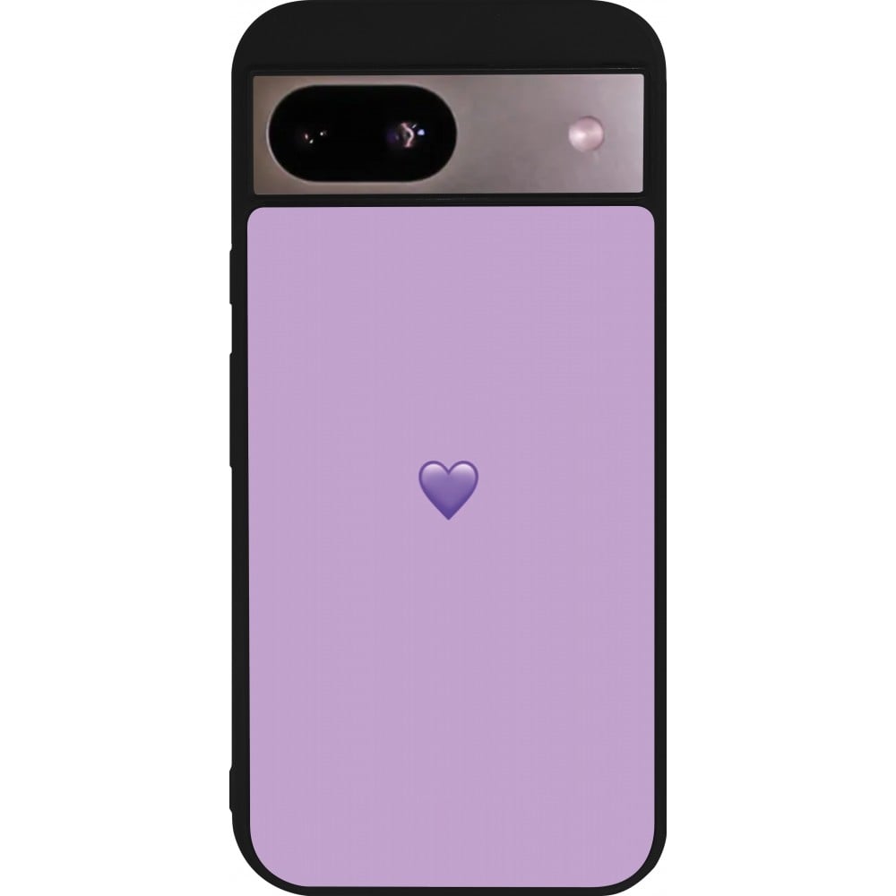 Coque Google Pixel 8a - Silicone rigide noir Valentine 2023 purpule single heart