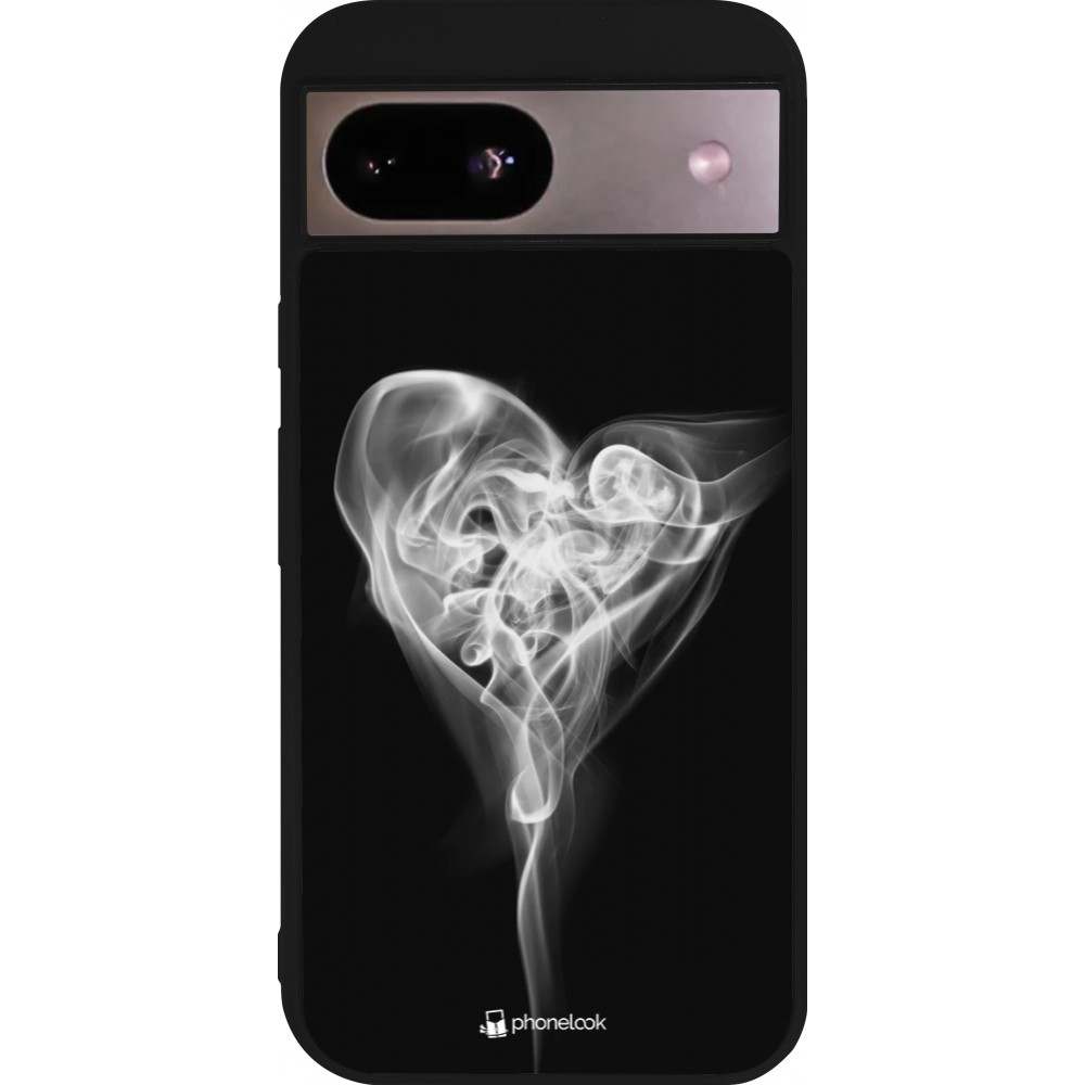 Coque Google Pixel 8a - Silicone rigide noir Valentine 2022 Black Smoke