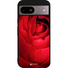 Coque Google Pixel 8a - Silicone rigide noir Valentine 2022 Rose