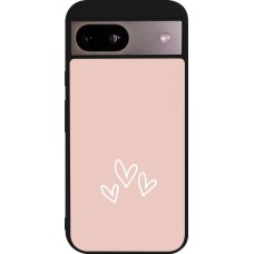 Coque Google Pixel 8a - Silicone rigide noir Valentine 2023 three minimalist hearts