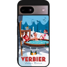 Coque Google Pixel 8a - Silicone rigide noir Verbier Mountain Jacuzzi