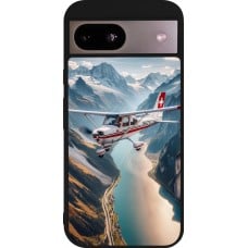 Coque Google Pixel 8a - Silicone rigide noir Vol Alpin Suisse