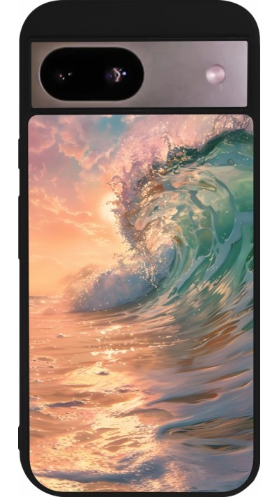 Coque Google Pixel 8a - Silicone rigide noir Wave Sunset