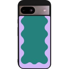 Coque Google Pixel 8a - Silicone rigide noir Wavy Rectangle Green Purple