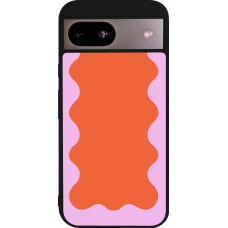 Coque Google Pixel 8a - Silicone rigide noir Wavy Rectangle Orange Pink