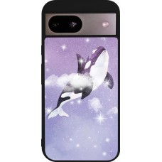 Coque Google Pixel 8a - Silicone rigide noir Whale in sparking stars