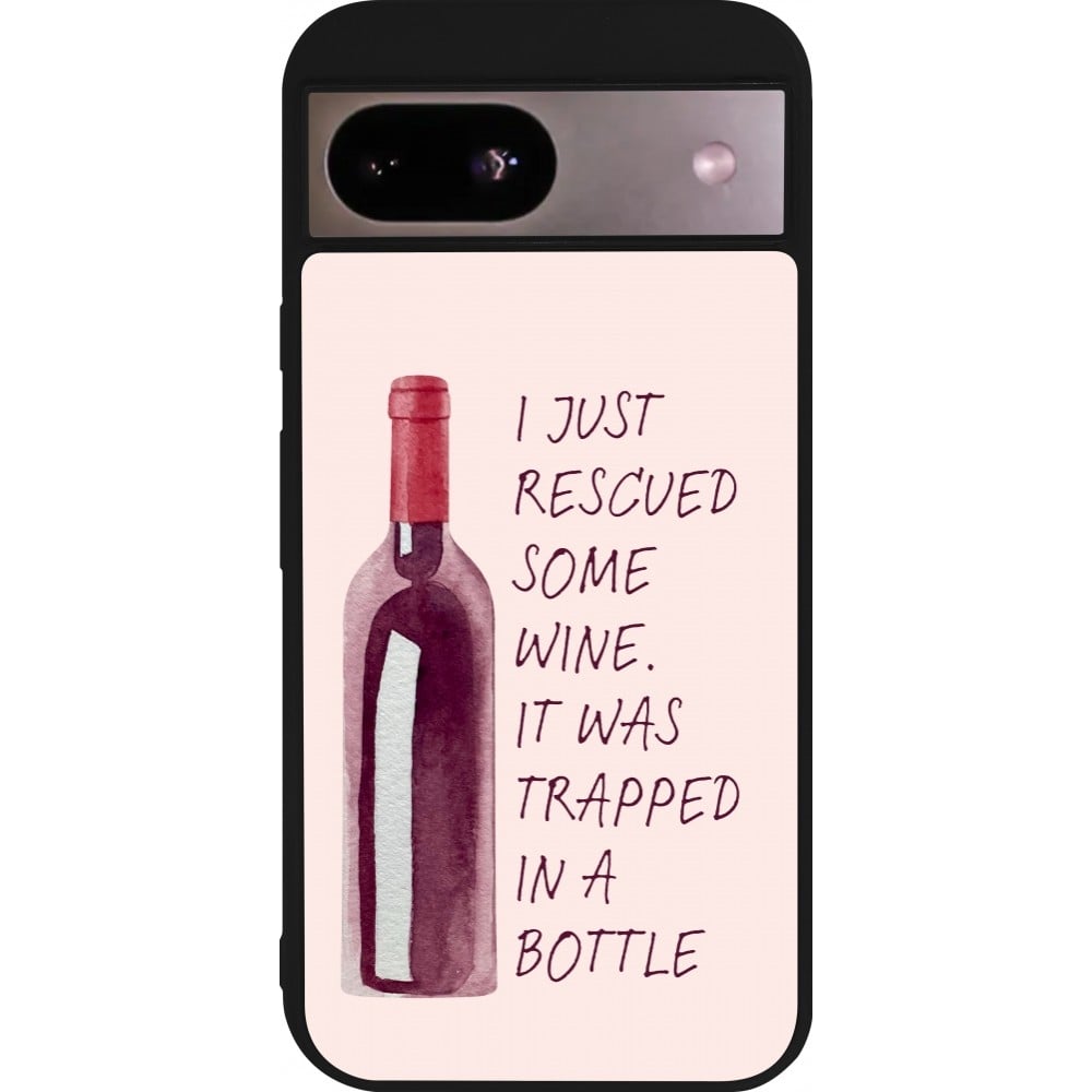 Coque Google Pixel 8a - Silicone rigide noir I just rescued some wine