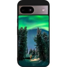 Coque Google Pixel 8a - Silicone rigide noir Winter 22 Northern Lights