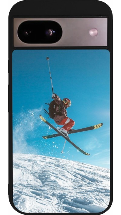 Coque Google Pixel 8a - Silicone rigide noir Winter 22 Ski Jump