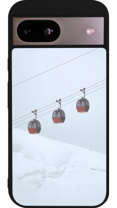 Coque Google Pixel 8a - Silicone rigide noir Winter 22 ski lift