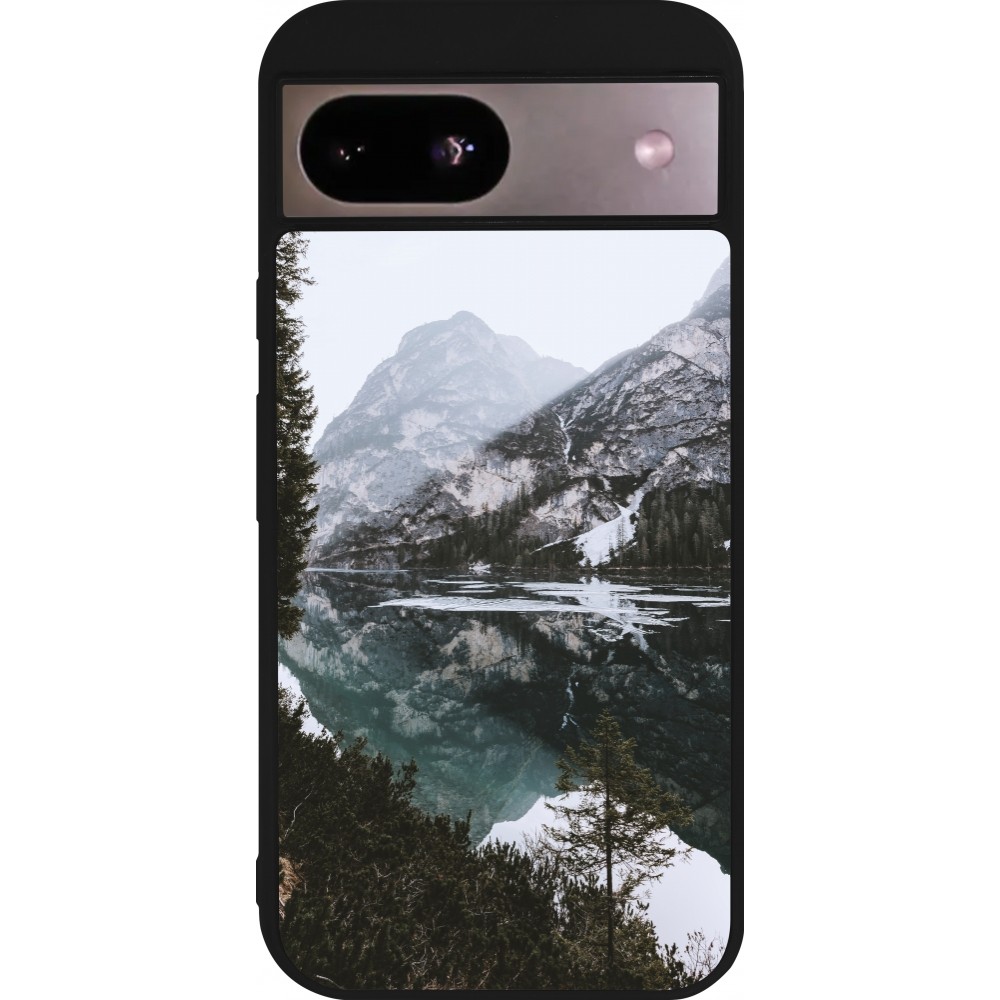 Coque Google Pixel 8a - Silicone rigide noir Winter 22 snowy mountain and lake