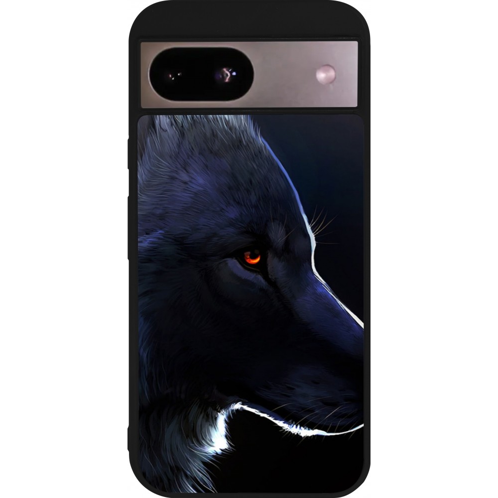 Coque Google Pixel 8a - Silicone rigide noir Wolf Shape