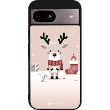 Coque Google Pixel 8a - Silicone rigide noir Noël 2023 Choupinette Renne