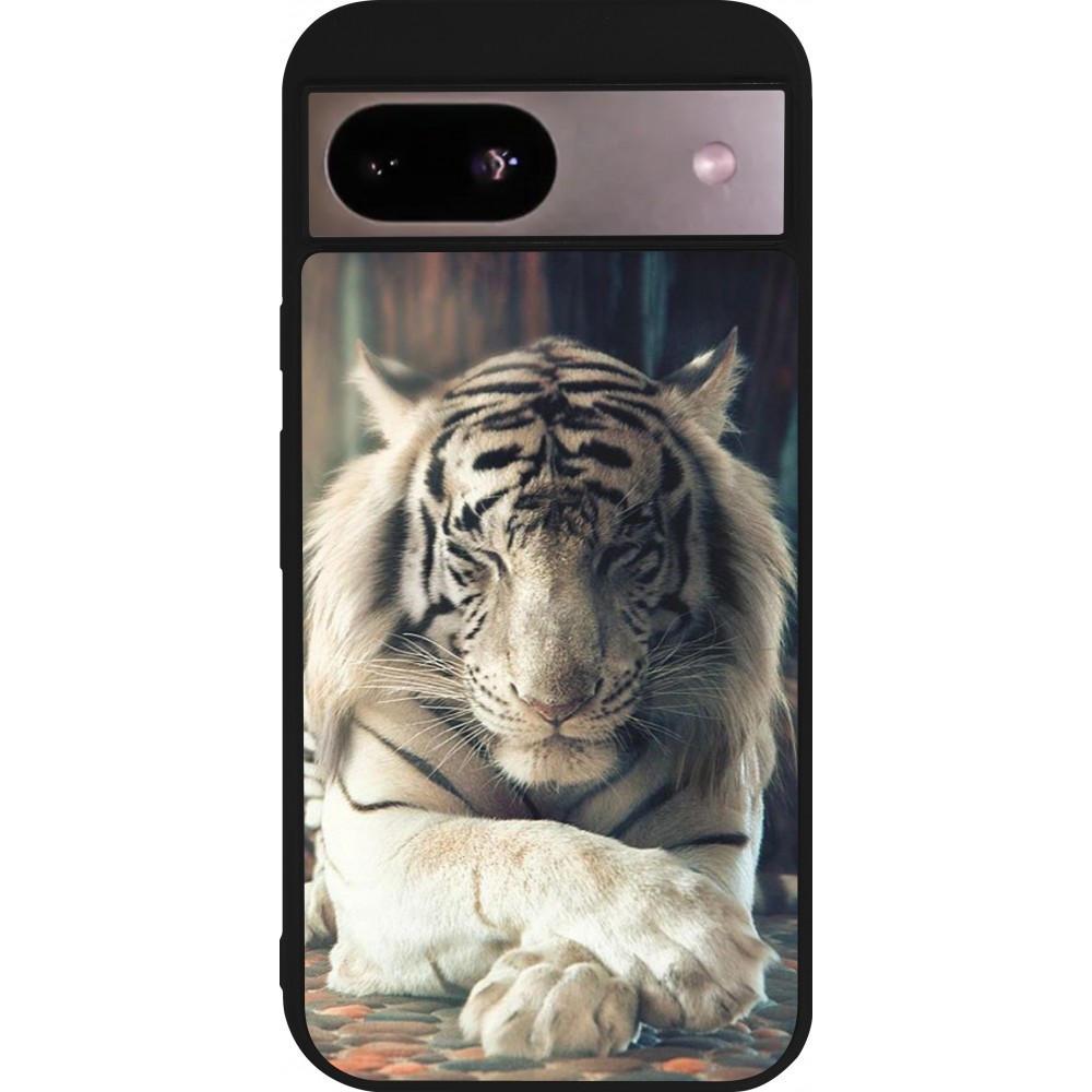 Coque Google Pixel 8a - Silicone rigide noir Zen Tiger