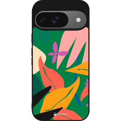 Coque Google Pixel 9 / Pixel 9 Pro - Silicone rigide noir Abstract Jungle