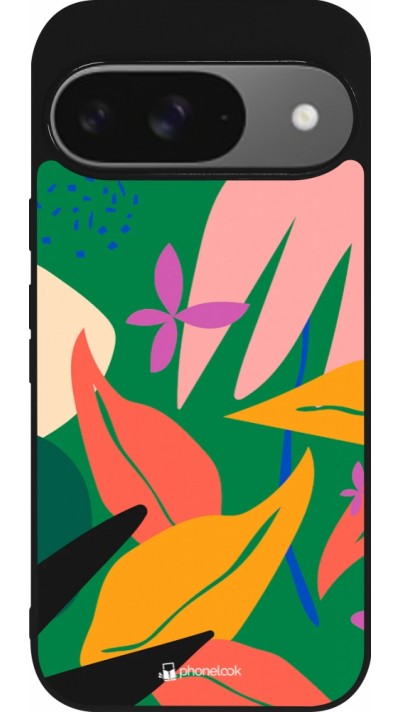 Coque Google Pixel 9 / Pixel 9 Pro - Silicone rigide noir Abstract Jungle