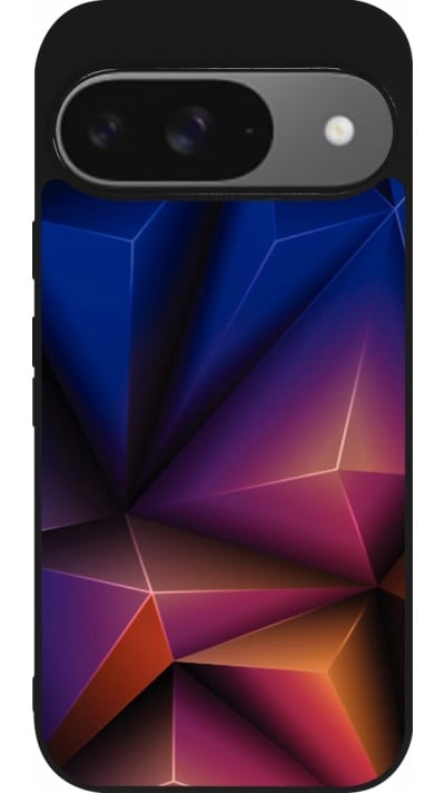 Coque Google Pixel 9 / Pixel 9 Pro - Silicone rigide noir Abstract Triangles 