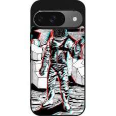 Coque Google Pixel 9 / Pixel 9 Pro - Silicone rigide noir Anaglyph Astronaut