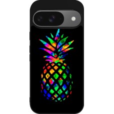 Coque Google Pixel 9 / Pixel 9 Pro - Silicone rigide noir Ananas Multi-colors