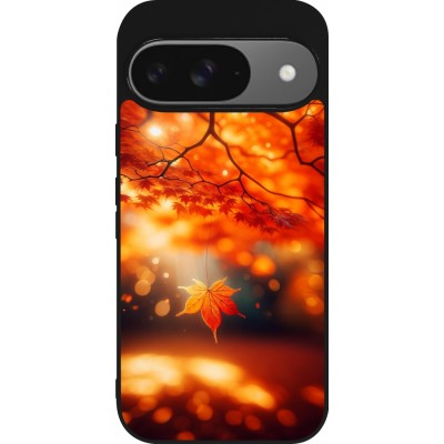 Coque Google Pixel 9 / Pixel 9 Pro - Silicone rigide noir Automne Magique Orange