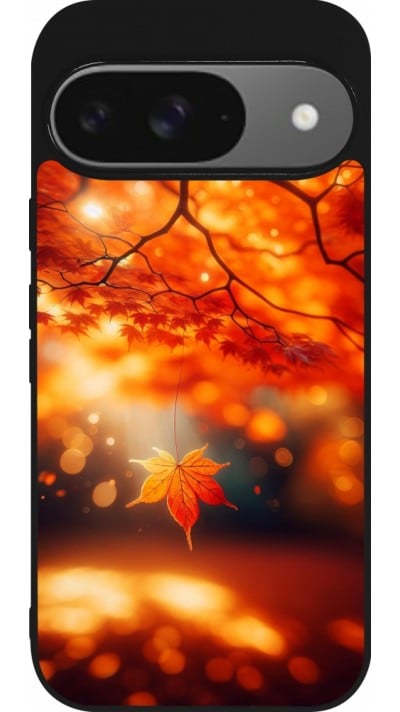 Coque Google Pixel 9 / Pixel 9 Pro - Silicone rigide noir Automne Magique Orange