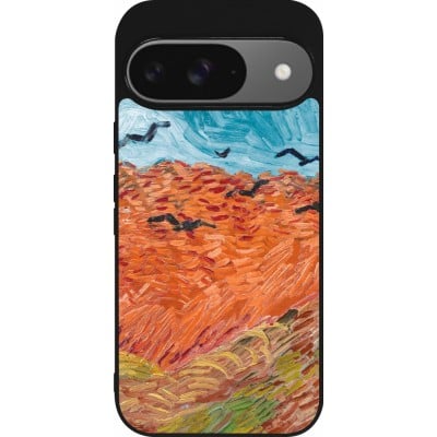 Coque Google Pixel 9 / Pixel 9 Pro - Silicone rigide noir Autumn 22 Van Gogh style