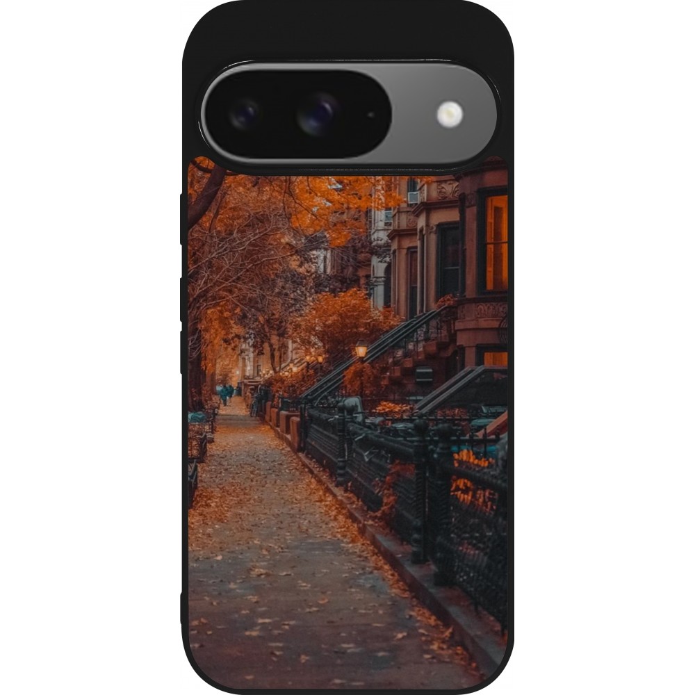 Coque Google Pixel 9 / Pixel 9 Pro - Silicone rigide noir Autumn 2024 city