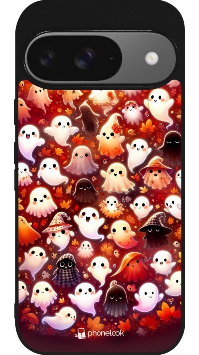 Coque Google Pixel 9 / Pixel 9 Pro - Silicone rigide noir Fantômes automne mignons