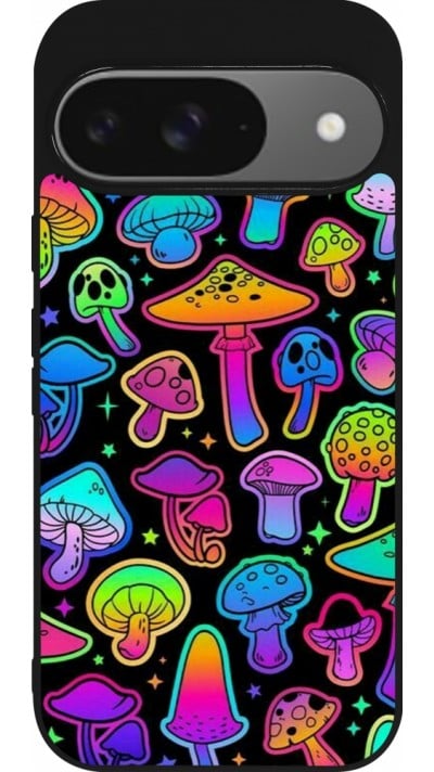 Coque Google Pixel 9 / Pixel 9 Pro - Silicone rigide noir Autumn 2024 magic mushrooms