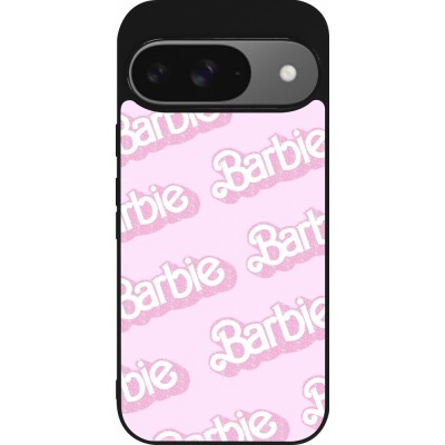 Coque Google Pixel 9 / Pixel 9 Pro - Silicone rigide noir Barbie light pink pattern