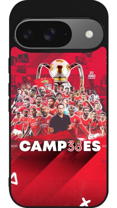 Coque Google Pixel 9 / Pixel 9 Pro - Silicone rigide noir Benfica Campeoes 2023