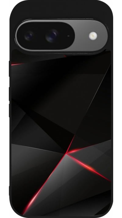 Coque Google Pixel 9 / Pixel 9 Pro - Silicone rigide noir Black Red Lines