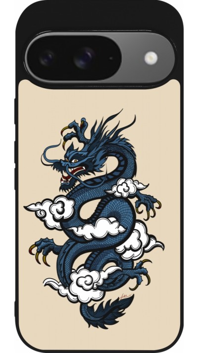 Coque Google Pixel 9 / Pixel 9 Pro - Silicone rigide noir Blue Dragon Tattoo