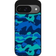 Coque Google Pixel 9 / Pixel 9 Pro - Silicone rigide noir Camo Blue