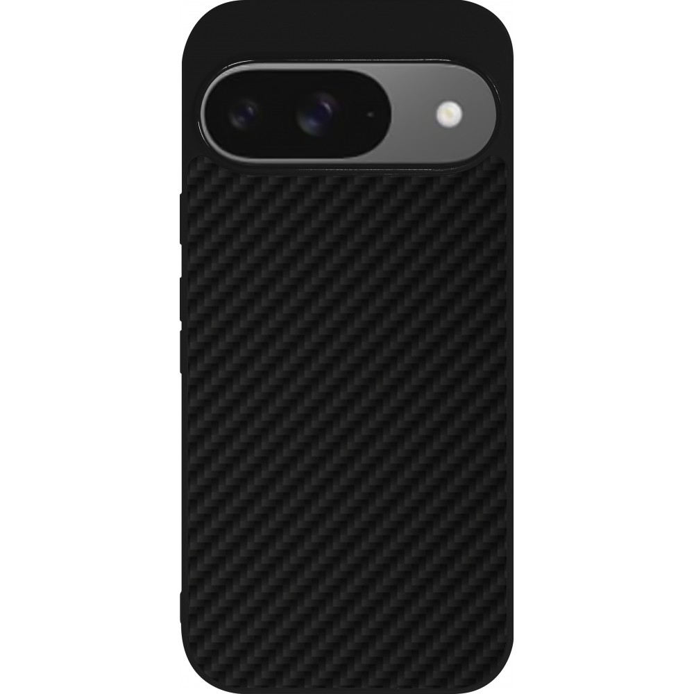 Coque Google Pixel 9 / Pixel 9 Pro - Silicone rigide noir Carbon Basic