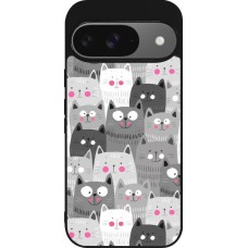 Google Pixel 9 / Pixel 9 Pro Case Hülle - Silikon schwarz Katzenschwärme