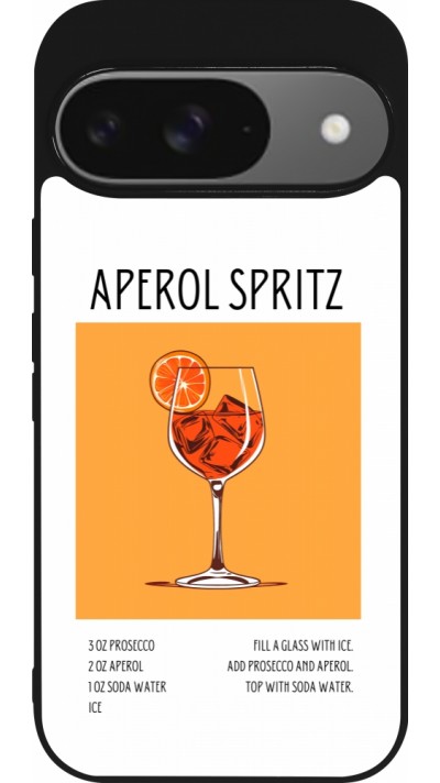 Coque Google Pixel 9 / Pixel 9 Pro - Silicone rigide noir Cocktail recette Aperol Spritz