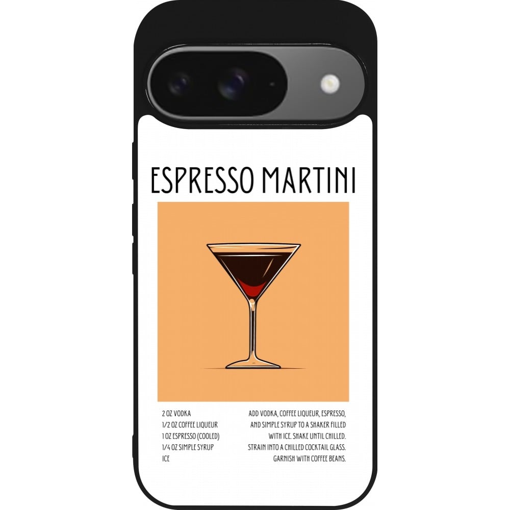 Coque Google Pixel 9 / Pixel 9 Pro - Silicone rigide noir Cocktail recette Espresso Martini