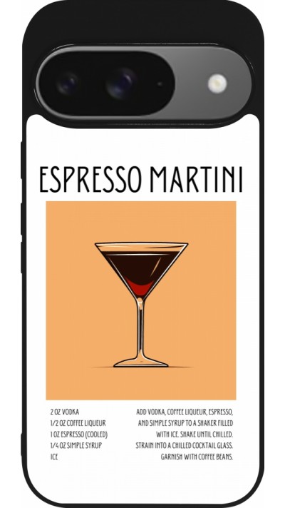 Coque Google Pixel 9 / Pixel 9 Pro - Silicone rigide noir Cocktail recette Espresso Martini