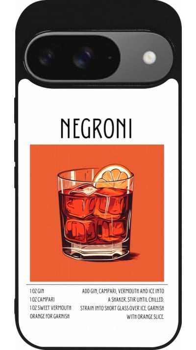 Coque Google Pixel 9 / Pixel 9 Pro - Silicone rigide noir Cocktail recette Negroni