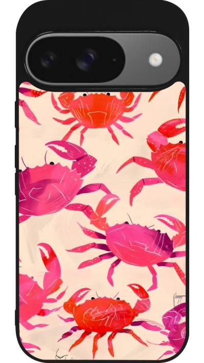 Coque Google Pixel 9 / Pixel 9 Pro - Silicone rigide noir Crabs Paint