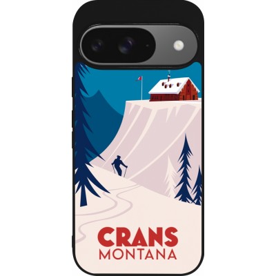 Coque Google Pixel 9 / Pixel 9 Pro - Silicone rigide noir Crans-Montana Cabane