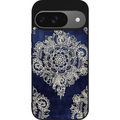 Coque Google Pixel 9 / Pixel 9 Pro - Silicone rigide noir Cream Flower Moroccan