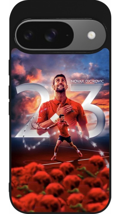 Coque Google Pixel 9 / Pixel 9 Pro - Silicone rigide noir Djokovic 23 Grand Slam