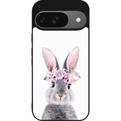 Coque Google Pixel 9 / Pixel 9 Pro - Silicone rigide noir Easter 2023 flower bunny